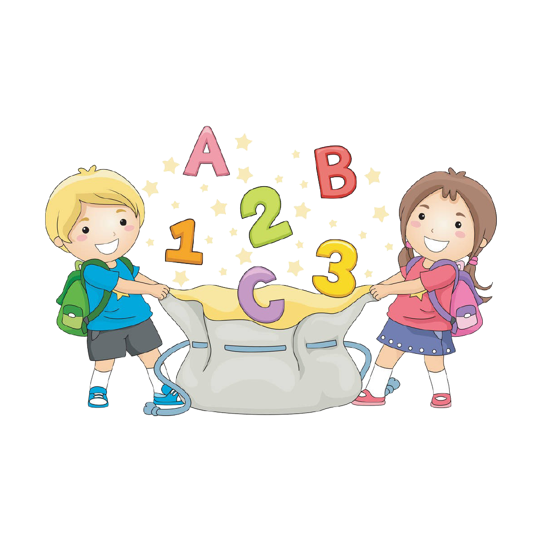a-drawing-of-children-with-a-bag-with-letters-and-numbers