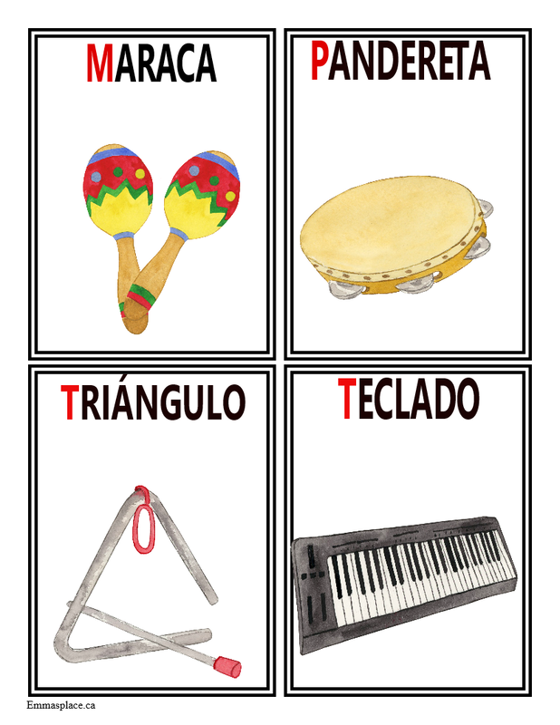tarjetas educativas 1 instrumentos musicales