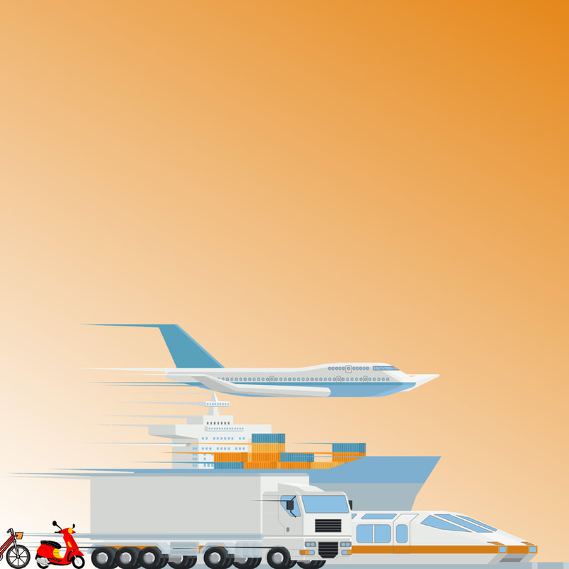 plane-ship-truck-train-motorcycle-and-bicycle-in-movement