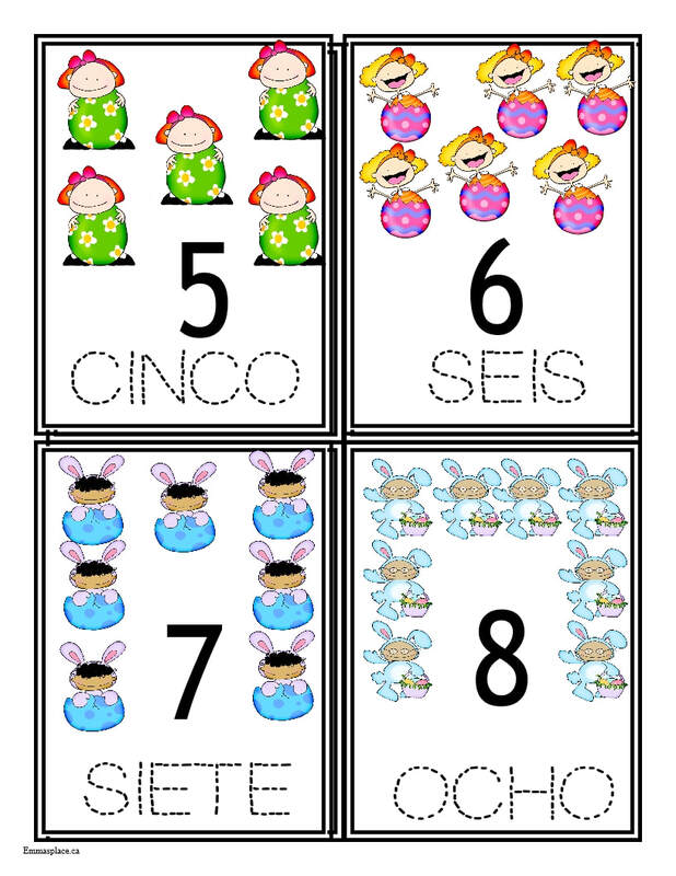 Flashcards numbers easter